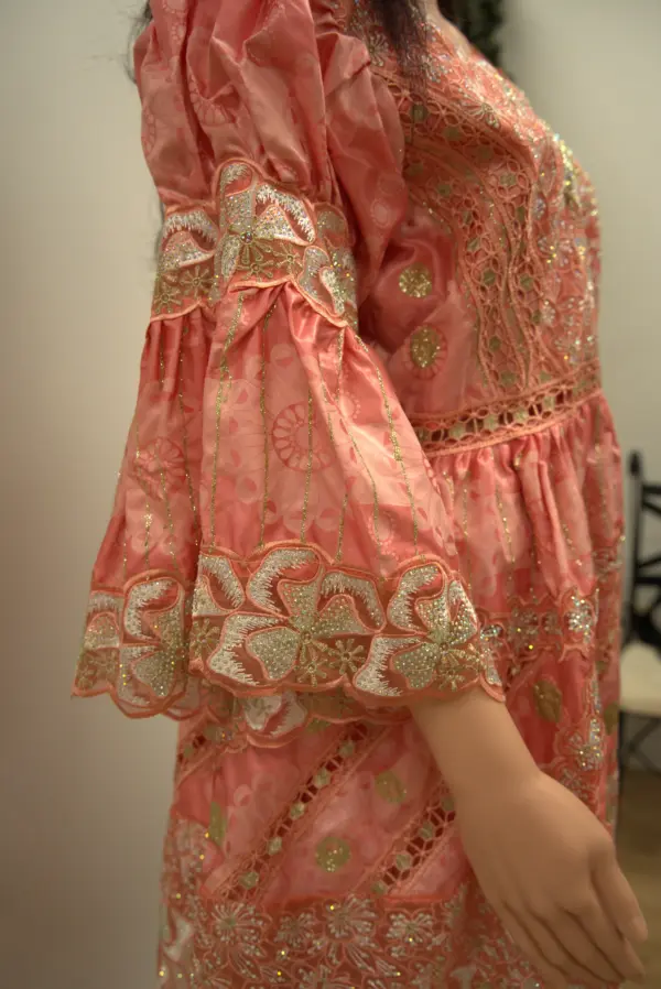 African Peplum Lace Gown - Image 3