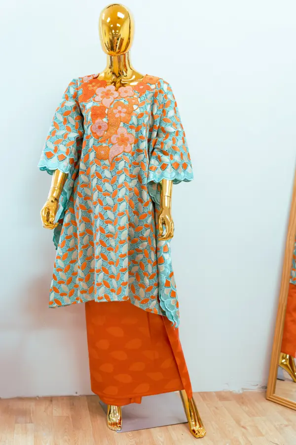 Three-Piece African Lace Ensemble